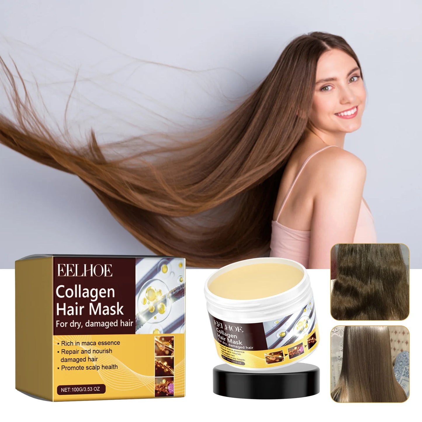 Mascarilla Capilar de Colágeno 100g – Hidratación Profunda, Reparación y Brillo Instantáneo