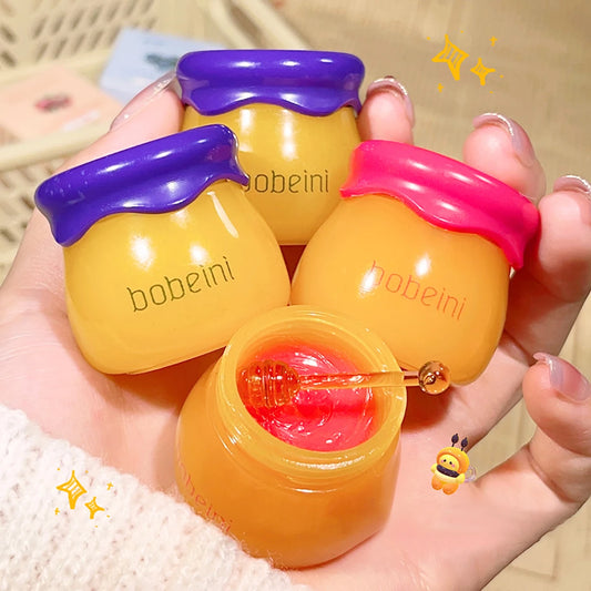 “Mascarilla labial hidratante de durazno y miel – Nutrición y suavidad intensa”