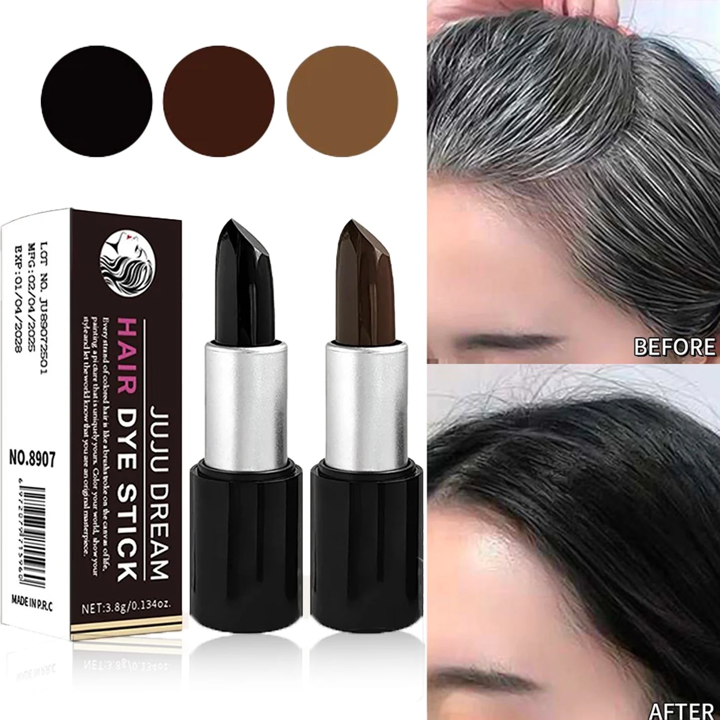 “Lápiz tinte portátil para cubrir canas – Retoque rápido y natural”